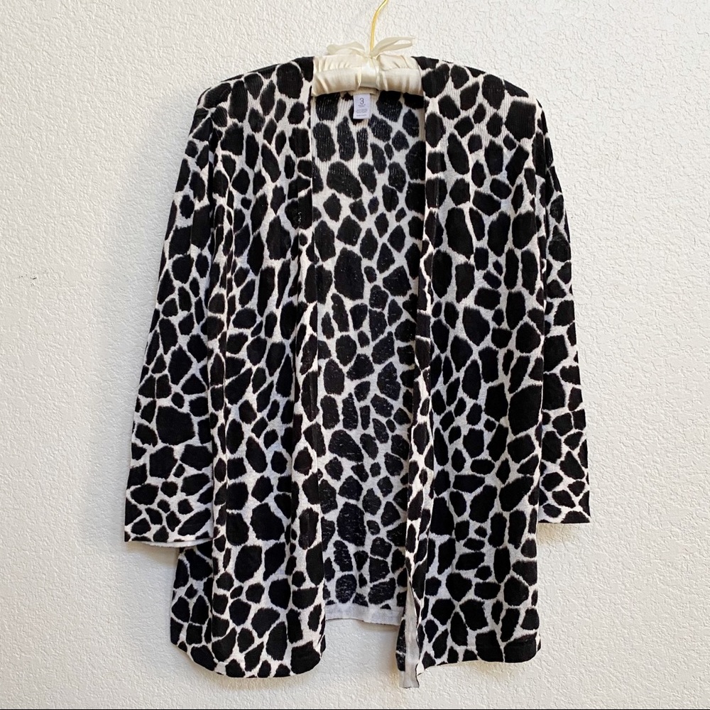 Chico’s Black & White Giraffe Print Cardigan